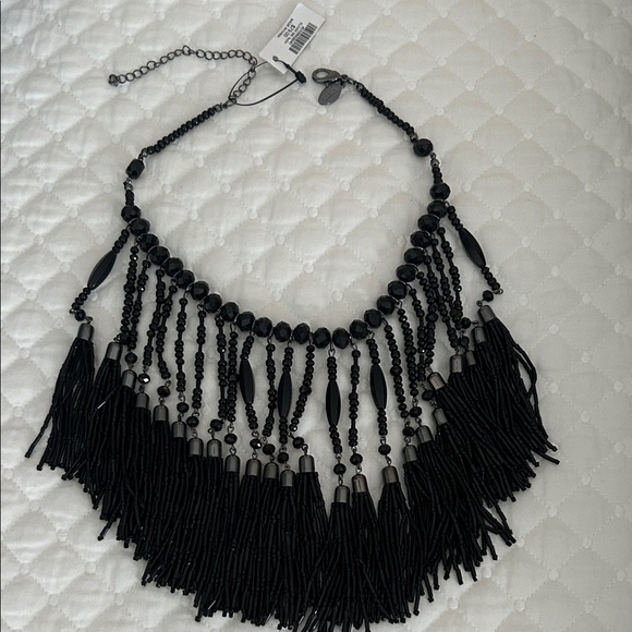 Chico's Black Fringe Necklace - Picture 1 of 6